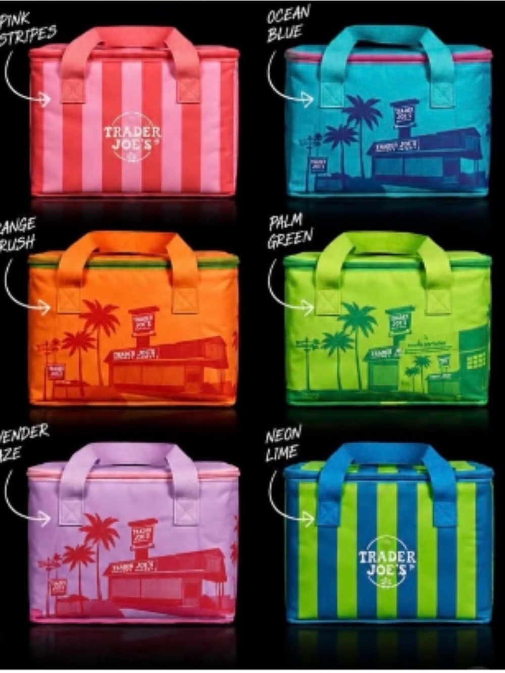Trader Joe's Pink & Coral Striped Mini Insulated Cooler Bag - Picture 6 of 7